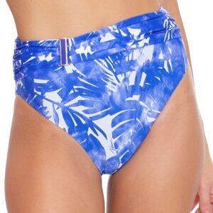 Trina Turk 'Basque' Printed High-Waisted Bikini Bottom, Sapphire Blue